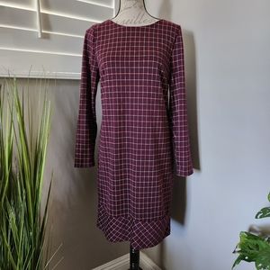 Womens Burgundy The Limited Plaid Dress - image 1